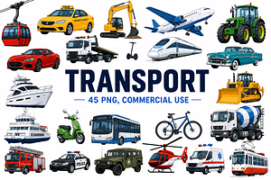 Transport Clipart Illustrations, a Transportation Illustration by Wowly Design
