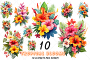 Watercolor Tropical Flowers Clipart, an Illustration by FloridPrintables (Thumbnail 1 of 7)