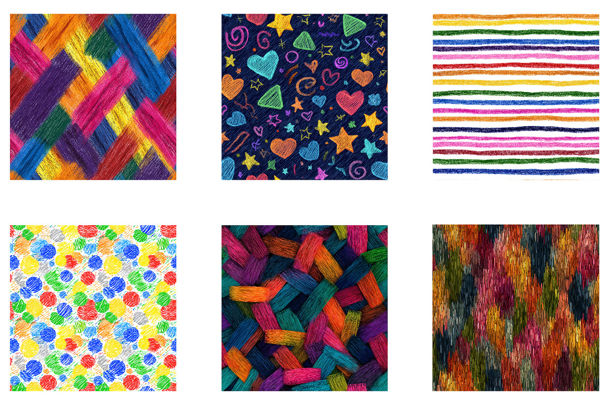 Colorful Crayon Scribble Patterns, a Pattern Graphic by CreationArt (Photo 5 of 5)