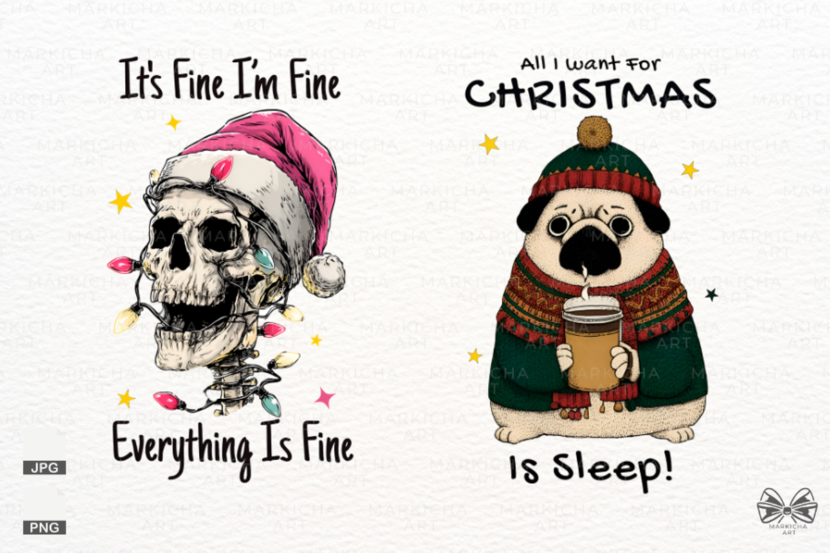 Funny Cartoonish Christmas Clipart, a Seasonal Illustration by Markicha Art (Photo 2 of 9)