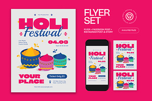 Holi Festival Flyer, a Flyer Template by graphicook