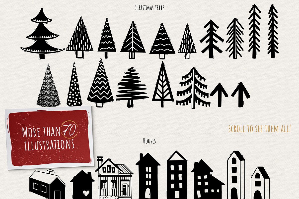 Linocut Winter Illustrations, an Object Graphic by amber&ink (Photo 2 of 7)