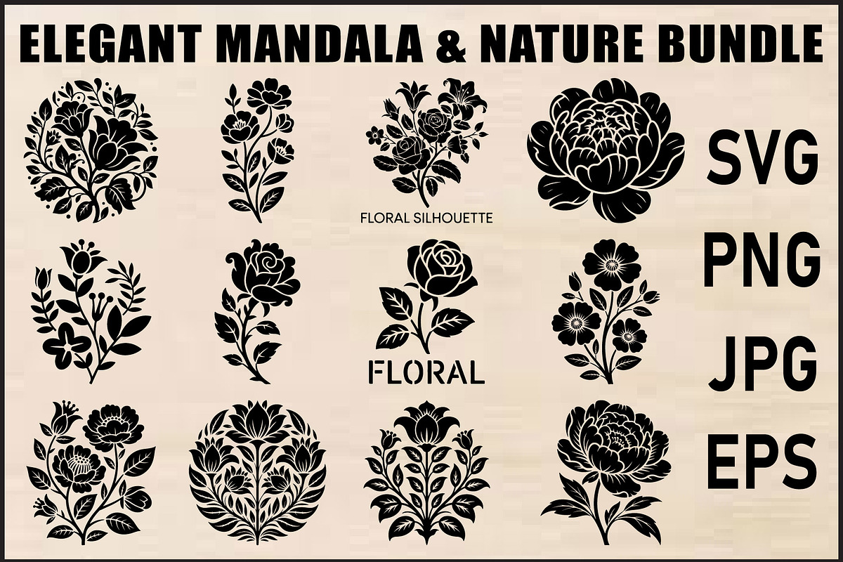 Elegant Floral Silhouette Set, an Object Graphic by Creativeshirt (Photo 1 of 13)