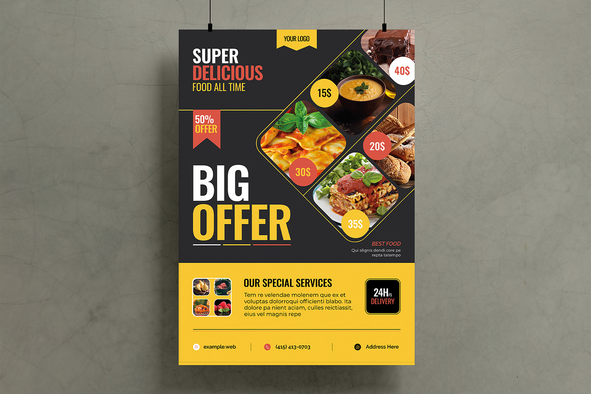 Super Delicious Food Menu Template, a Flyer Template by MightyDesign (Photo 1 of 6)