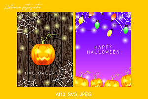 Happy Halloween Posters Vector, a Flyer Template by kh_cat
