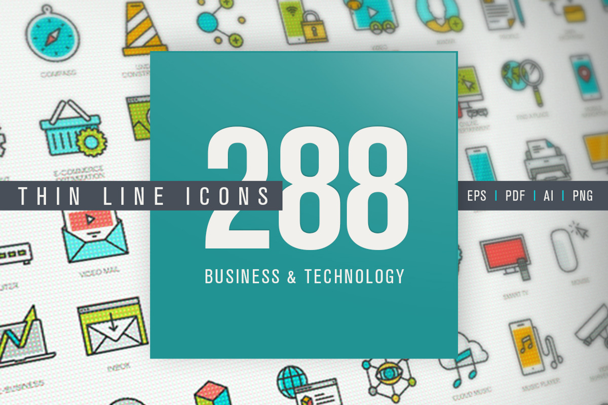 Business and Technology icons, an Outline Icon by PureSolution (Photo 1 of 4)