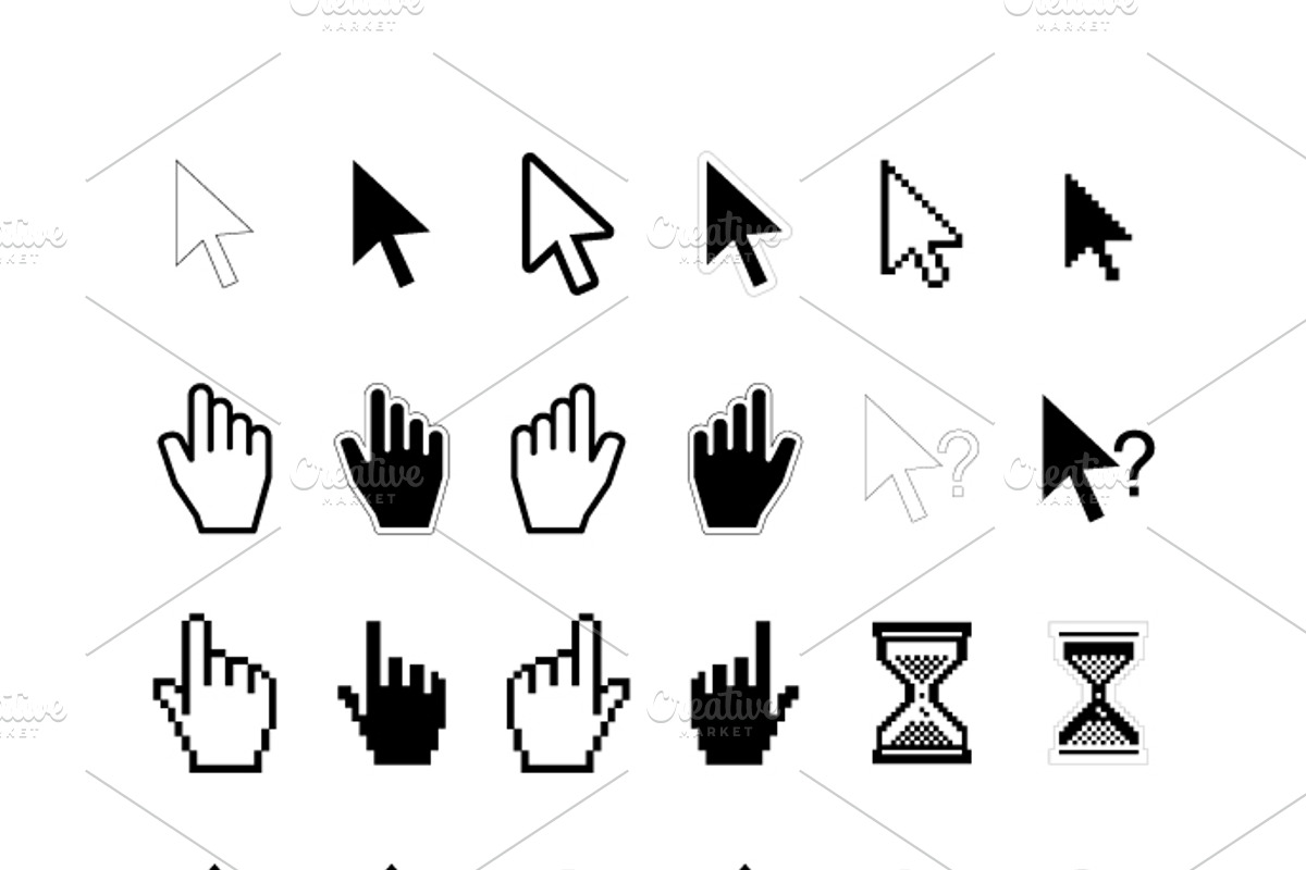 Large set of computer arrow cursors, an Icon by BestPics