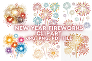 New year Fireworks Clipart, a Seasonal Illustration by Creative design (Thumbnail 1 of 7)