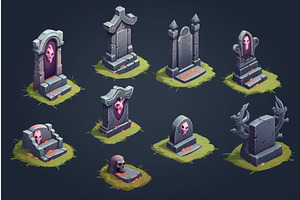 Isometric Gravestones Set Game