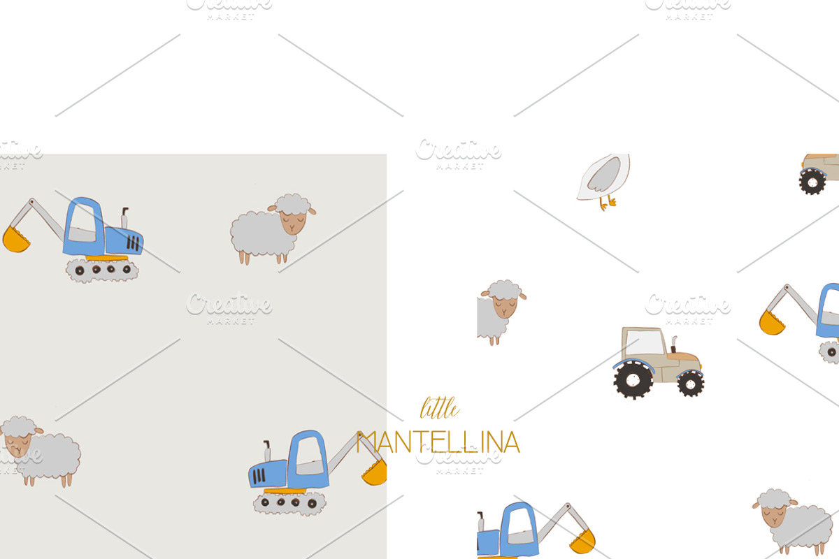 Farm kids pattern, a Pattern Graphic by maniamantellina