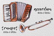 Musical instruments set, an Illustration by MiraBell (Thumbnail 2 of 6)