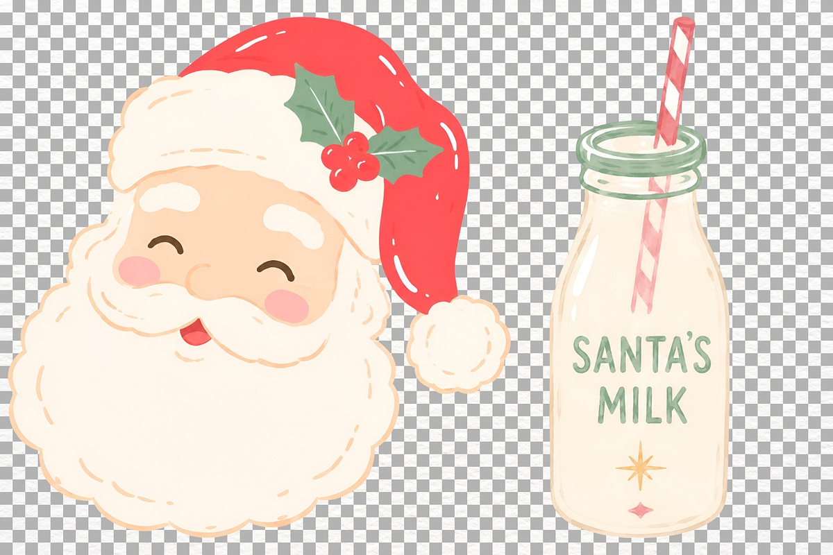 Retro Christmas Clipart Holiday PNG, a Seasonal Illustration by SugarCloudStudioArt (Photo 7 of 7)