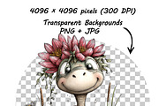 Whimsical Animals Floral Clipart, a Graphic by one-touch (Thumbnail 14 of 18)