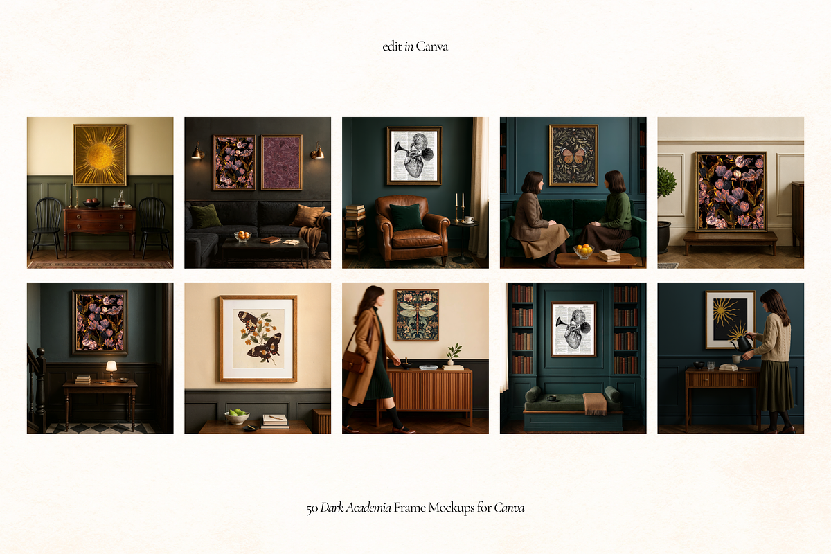 Dark Academia Frame Canva Mockups, a Household Mockup by Matisse Studio (Photo 6 of 10)