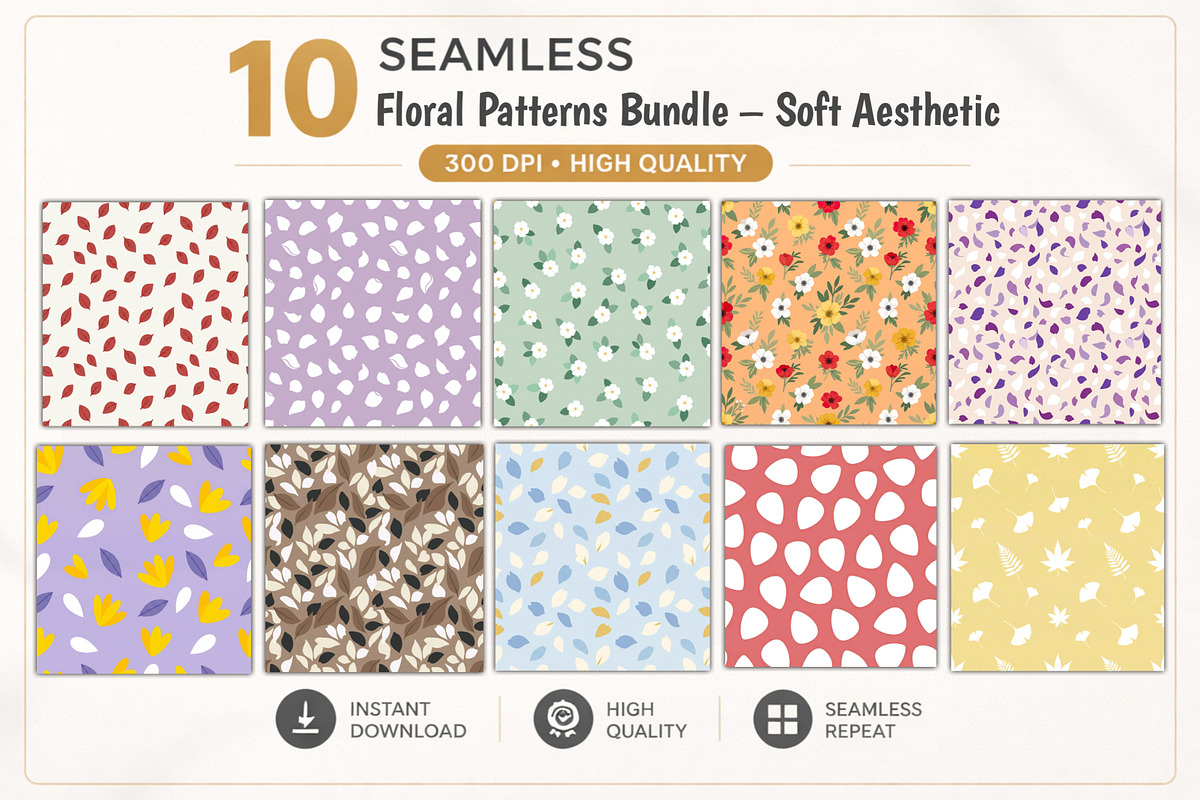 A collection of soft floral patterns, a Pattern Graphic by Print Haven (Photo 1 of 6)