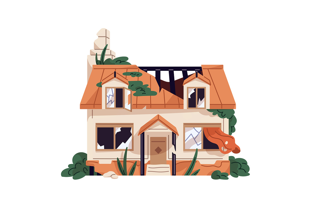 Destroyed city buildings, houses set, an Object Illustration by PaperTrident (Photo 10 of 13)