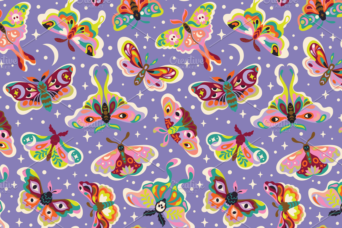 Moonlit Moths - Set and Patterns, a Pattern Graphic by PenguinHouse (Photo 8 of 10)