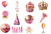 Pink and Gold Party Decorations, an Illustration by Designworld (Thumbnail 3 of 5)