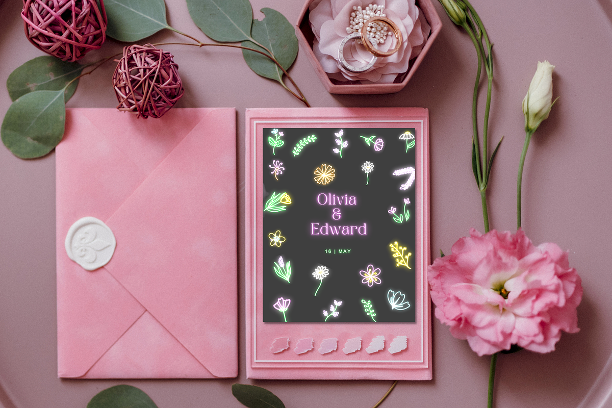 Neon Spring Flowers Clipart PNG, a Decorative Illustration by Lenninator Digital (Photo 6 of 6)