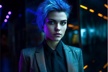 Cybernetic radiant woman style, a Person Photo by Ylivdesign