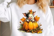 Whimsical Autumn Farm Animal Clipart, a Seasonal Illustration by Canvas Craft (Thumbnail 5 of 10)