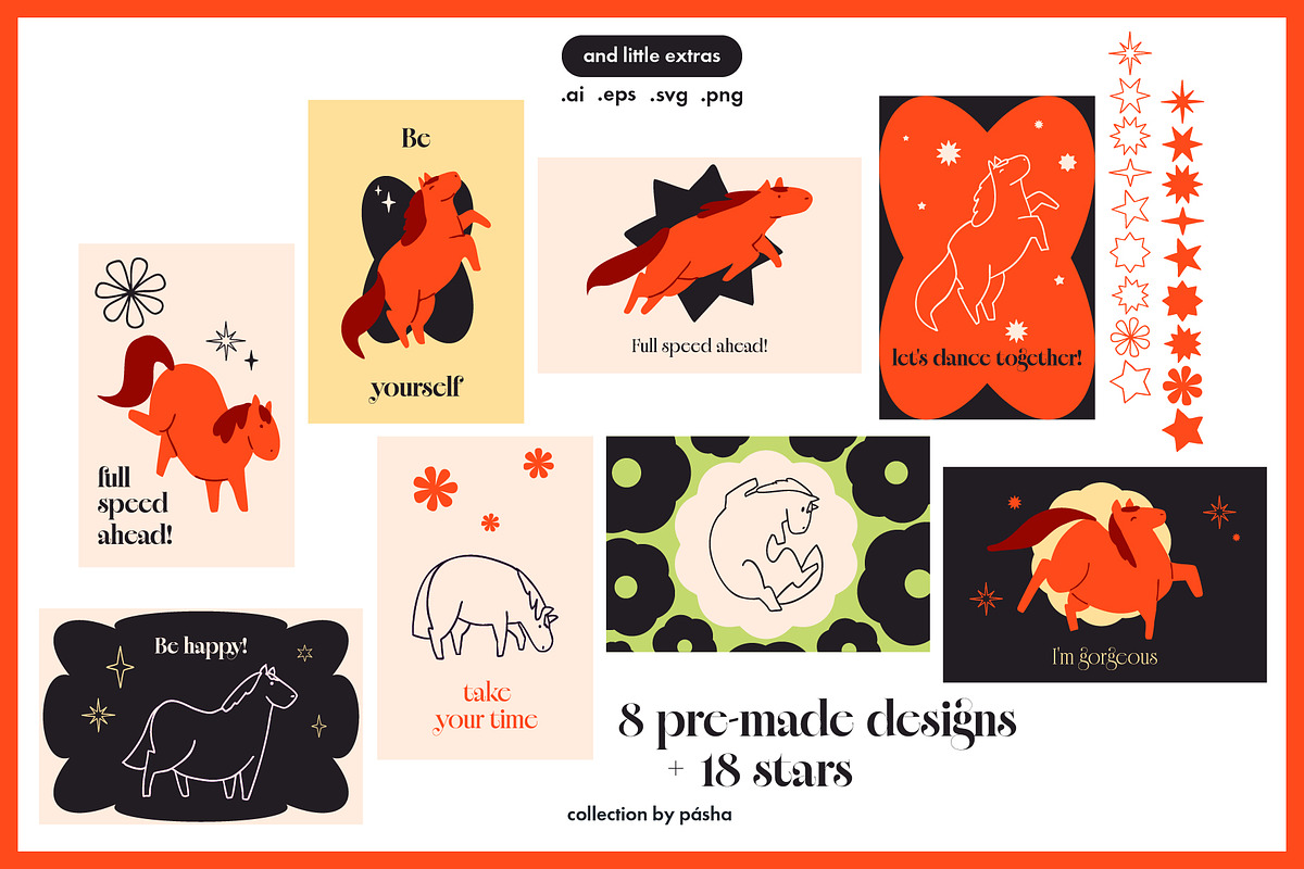 Hand Drawn Vector Horse Set, an Animal Illustration by Pásha (Photo 4 of 5)