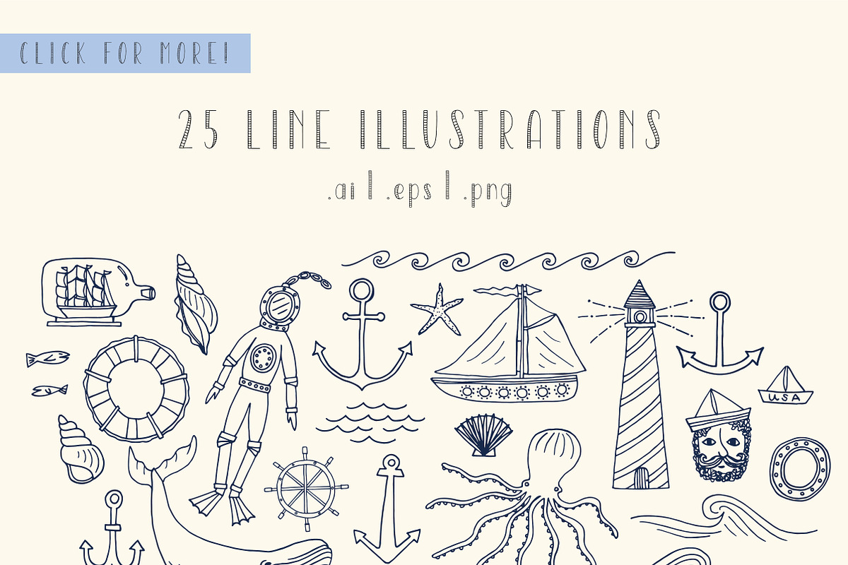 Sailor Stripes Font + Illustrations preview 3
