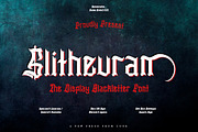 Slithevran - Display Blackletter, a Blackletter Font by Dhabee (Thumbnail 1 of 17)