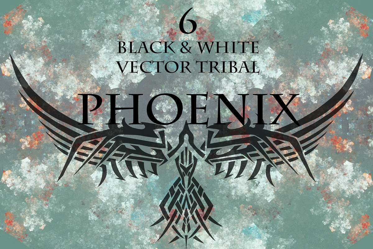 6 Phoenix B&W Tribal Tattoos Part 2, a Pattern Graphic by Natsuhisui (Photo 1 of 7)