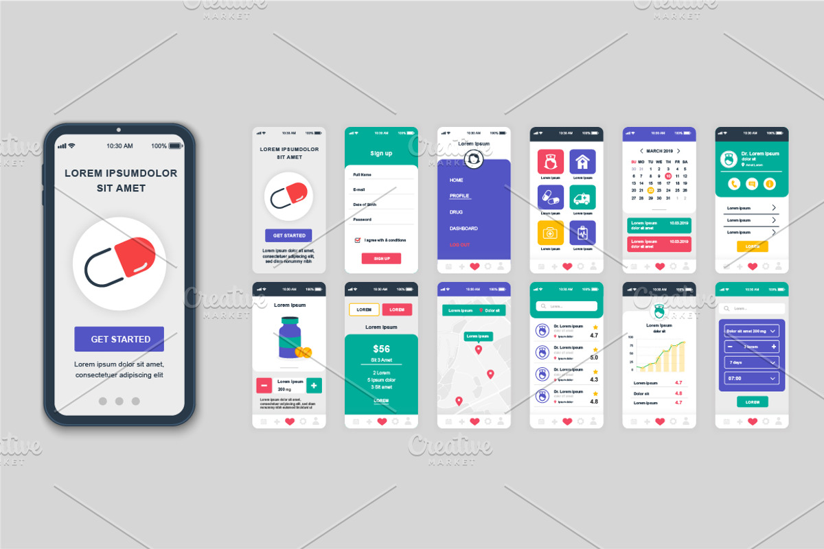 Mobile App UI Kit Template, a Templates & Theme by alexdndz (Photo 13 of 21)