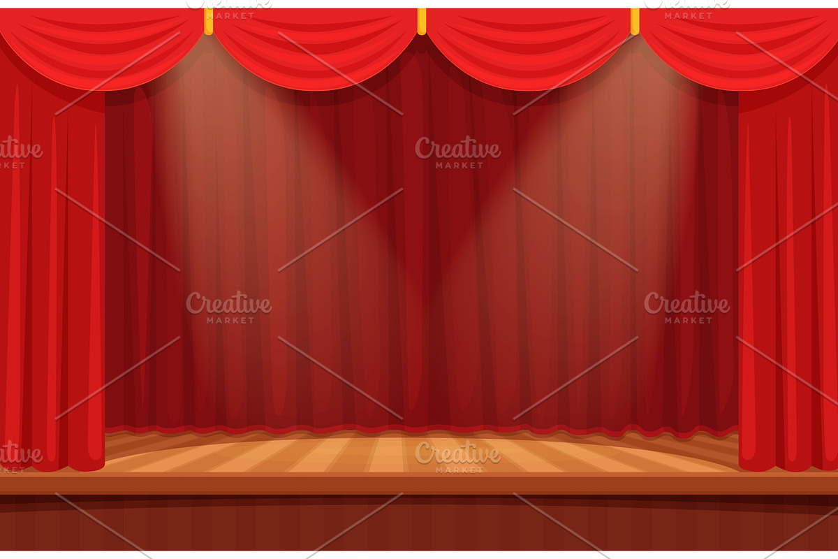 Theater stage. Empty wooden platform, an Object Illustration by Valerie Bodnar