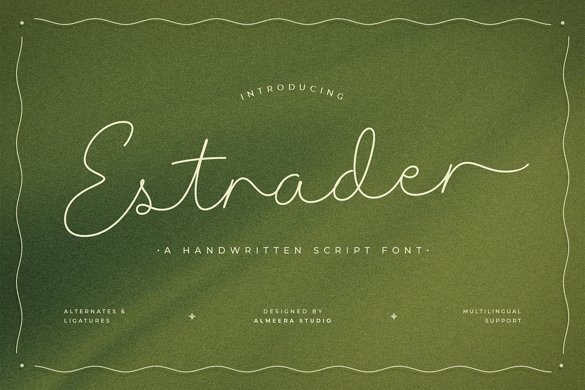 Estrader — A Handwritten Script Font, a Script Font by Almeera Std (Photo 1 of 10)