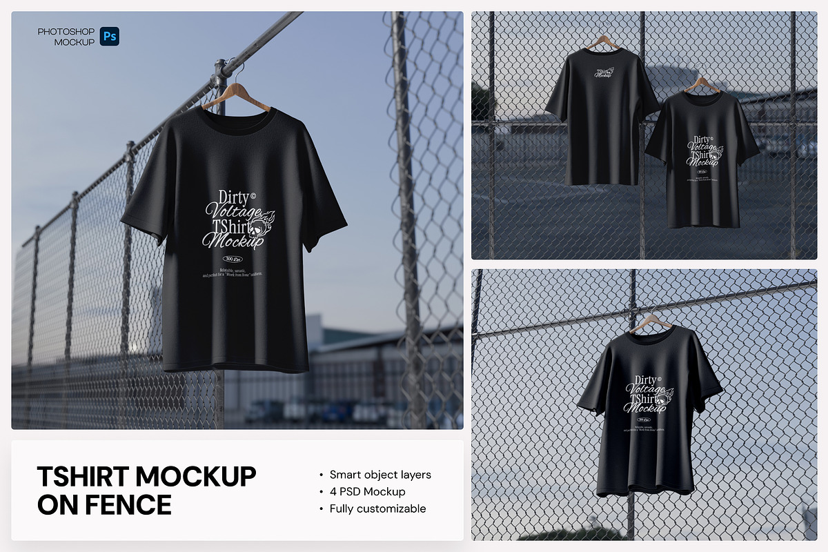 TShirt Mockup on Fence, a Shirt Mockup by Budogol Studio (Photo 1 of 5)