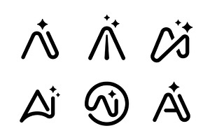 AI Letter A Sparkle Logo Bundle, a Branding & Logo Template by Signatoro