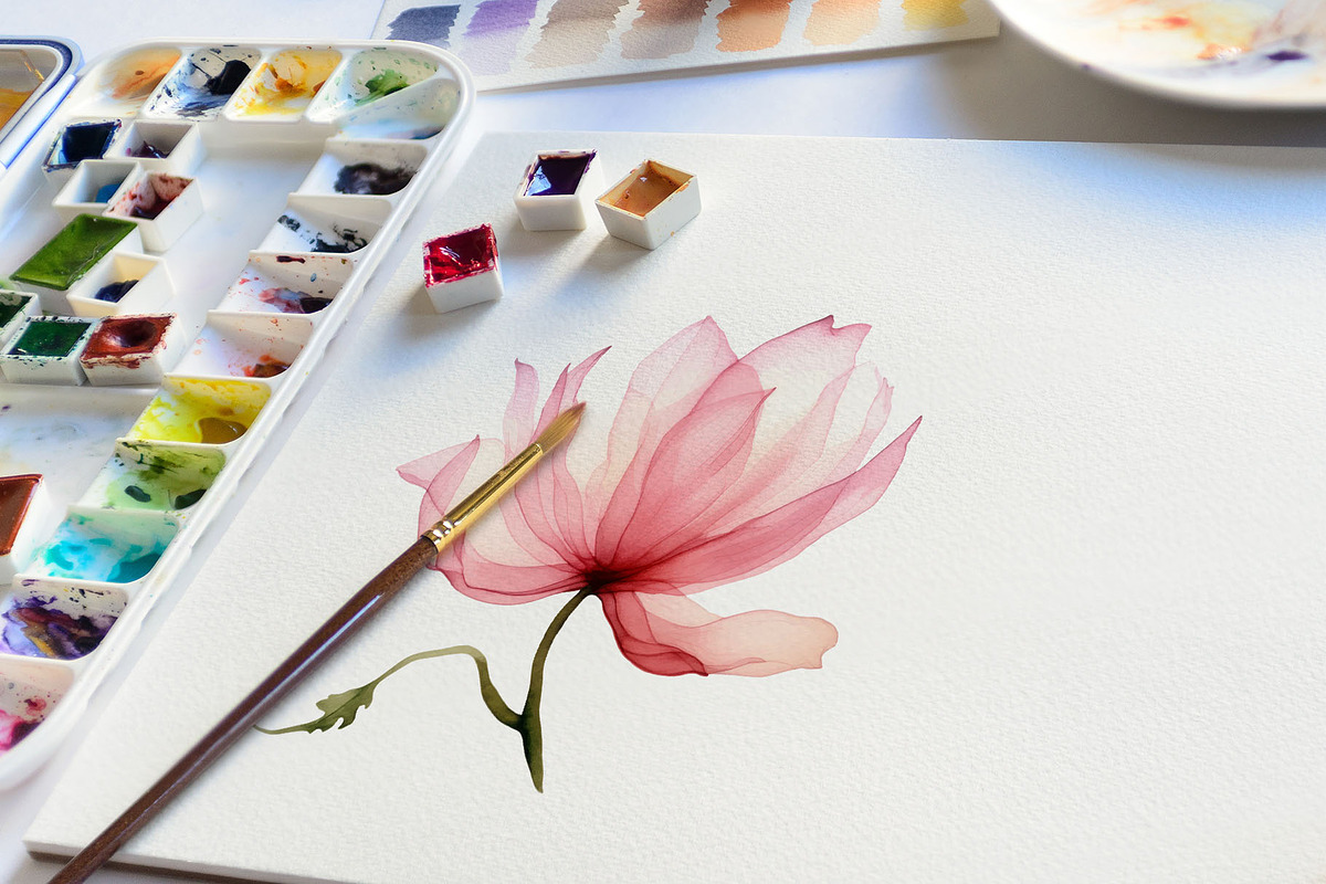 Watercolor Translucent Flower Vector, a Pattern Graphic by Deckar_art (Photo 5 of 5)