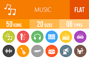 50 Music Flat Round Icons, an Icon by IconBunny (Thumbnail 1 of 3)