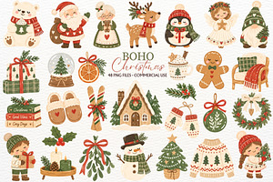 Boho Christmas Print Winter Holiday