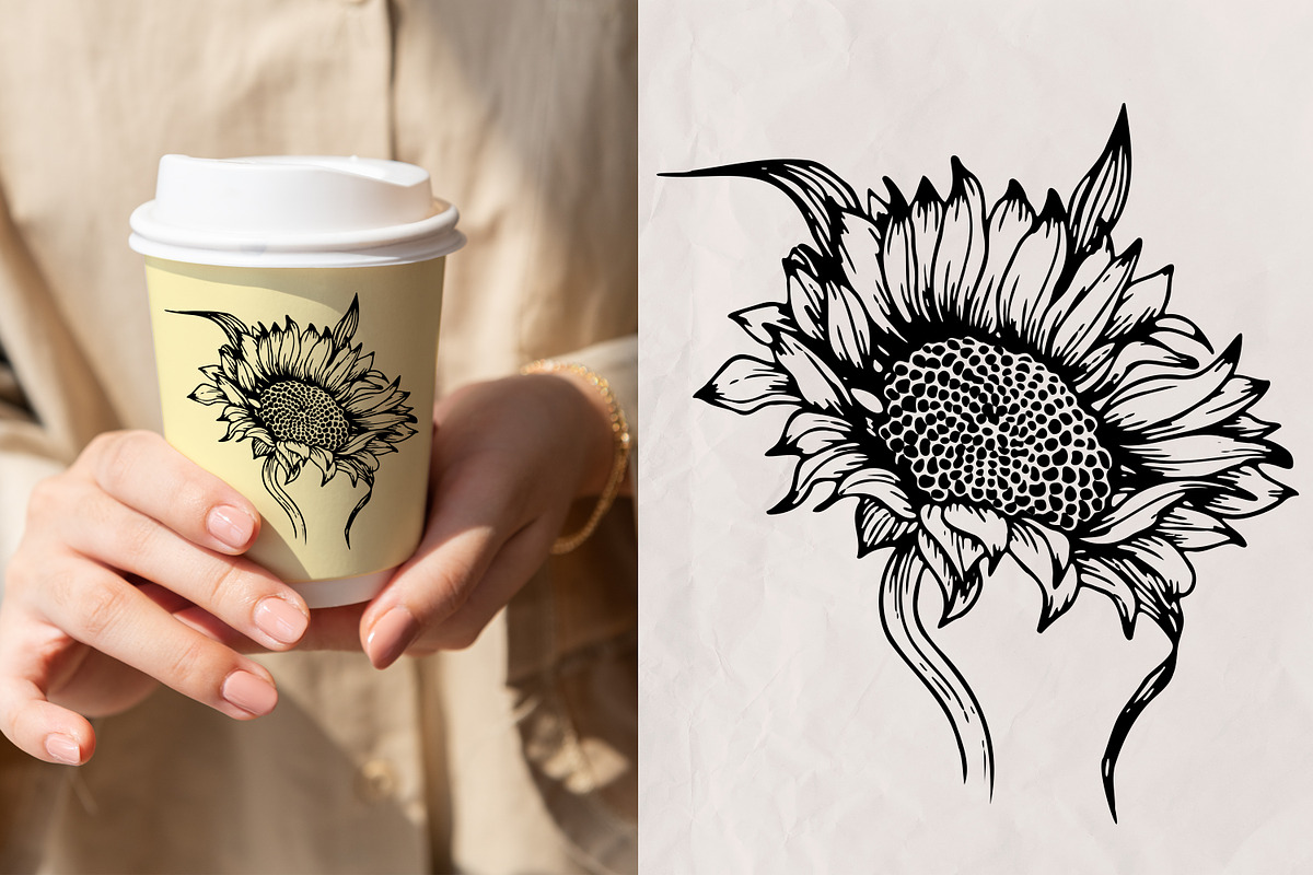 Sunflowers Outline Drawings, an Object Graphic by Dervik Art Store (Photo 4 of 7)
