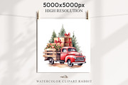 Christmas Truck Santa Winter Clipart, a Seasonal Illustration by Rabbit Heart (Thumbnail 8 of 10)