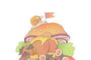 The Pug Burger, an Animal Illustration by Anastasiya Klempach (Thumbnail 2 of 7)