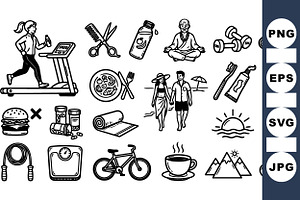 Healthy Lifestyle Icon Set, an Illustration by designvectx