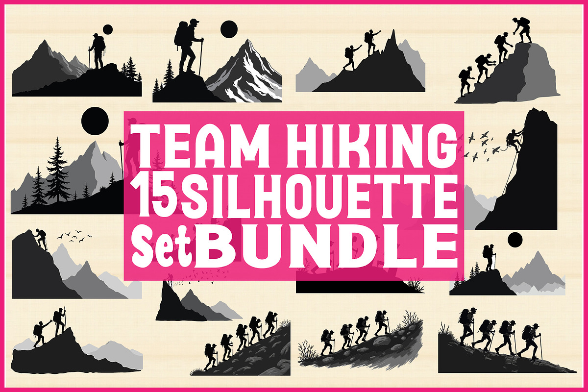 Team Hiking Silhouette Bundle, an Object Graphic by Gfx_Store (Photo 1 of 15)