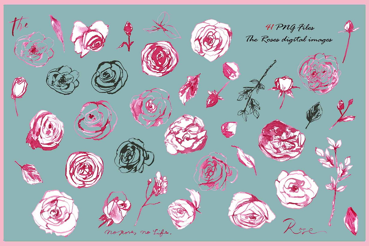 Roses Clipart Digital Paper, a Decorative Illustration by VianneArt (Photo 4 of 4)