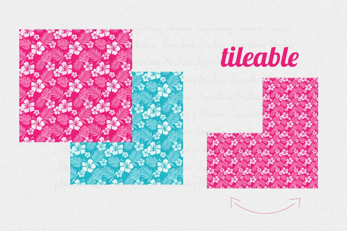 Hibiscus Digital Paper Background, a Pattern Graphic by Laureling Studios (Photo 2 of 3)