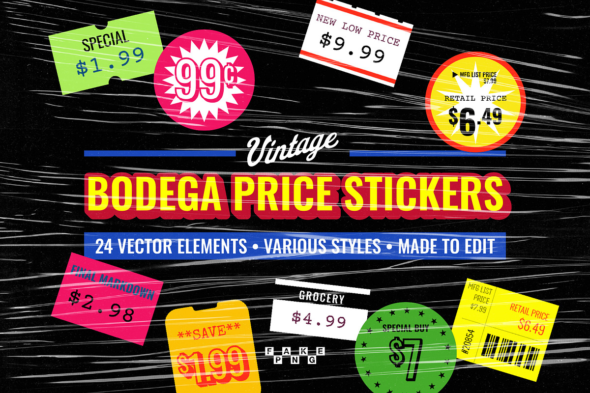 24 Vintage Bodega Price Stickers, an Object Graphic by The Fake PNG (Photo 1 of 5)