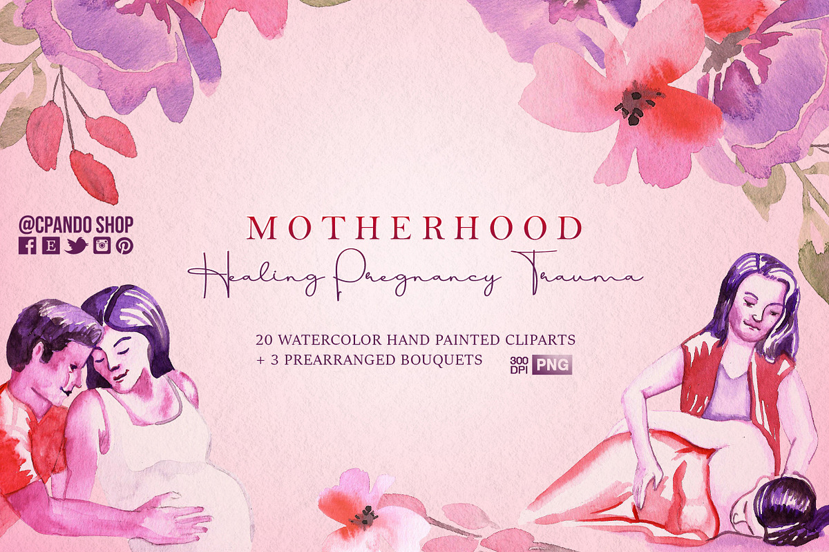Postpartum & Doula Watercolor Art, a Healthcare Illustration by CpandoShop (Photo 1 of 3)