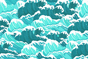 wave japanese blue white, a Pattern Graphic by AAN Seamless Shop (Thumbnail 1 of 3)