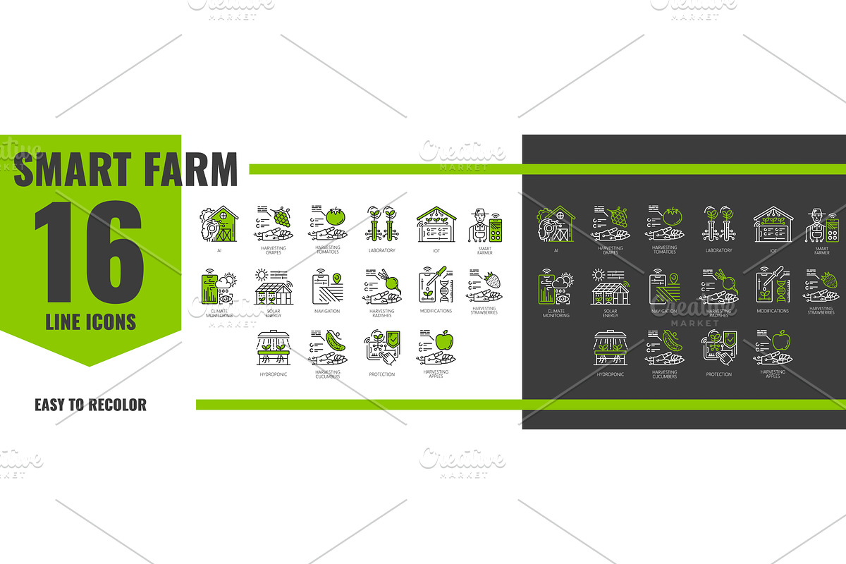 Robot smart farm technology icons, a Technology Illustration by Vector Tradition