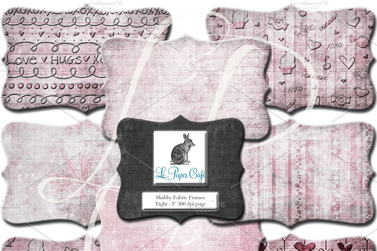 Pink Valentine Clipart Frame Set PNG