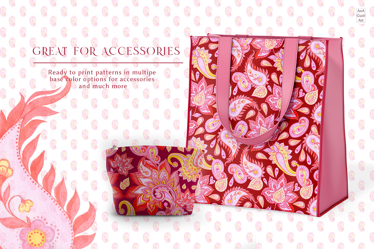 Blooming paisley seamless pattern, a Pattern Graphic by AnaGuziiArt (Photo 4 of 11)
